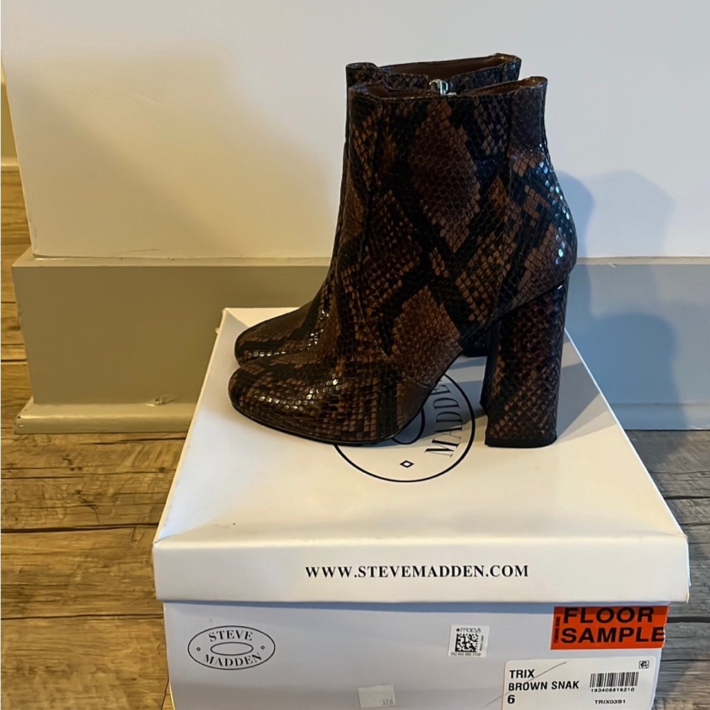 Steve Madden faux snake ankle boots